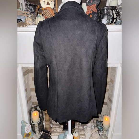 Solitaire for Anthropologie black faux suede 2 button blazer NWT - Picture 5 of 11